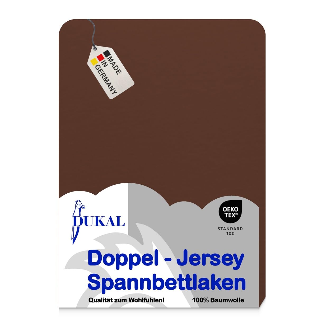 Dukal | Topper Spannbettlaken | max. Höhe 10 cm | 140 x 200 cm | aus hochwertigem DOPPEL-Jersey | 100% Baumwolle | Farbe: braun