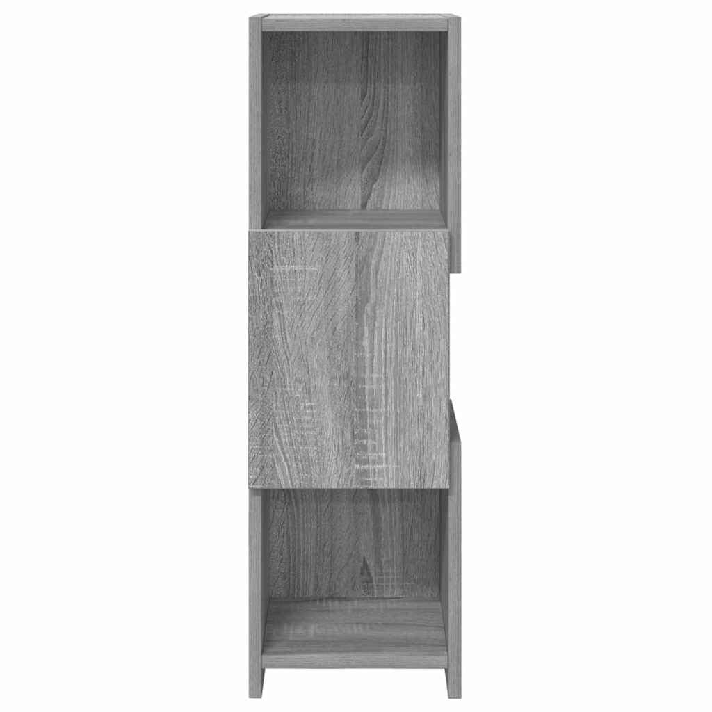 Eckschrank Graues Sonoma 25,5x25x80 cm, Modernes Eckregal aus Holzwerkstoff mit 3 Ebenen, Platzsparendes Standregal für Wohnzimmer Flur und Büro, Schmales Nischenregal