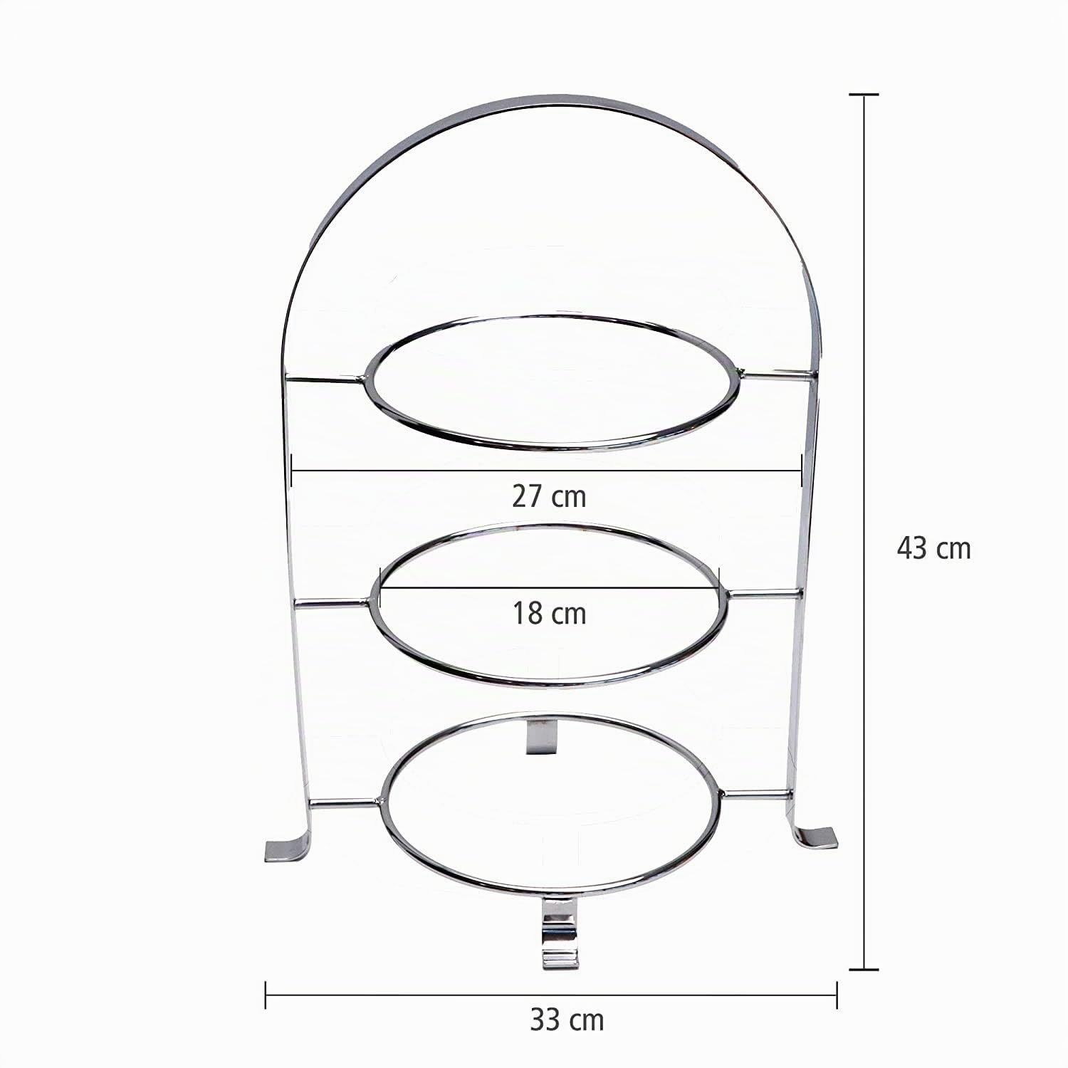 APS Serviergestell – hochwertige Etagere aus verchromtem Metall für 3 Teller mit einem Ø von max. 27 cm - Gesamthöhe 43 cm (Teller nicht enthalten)