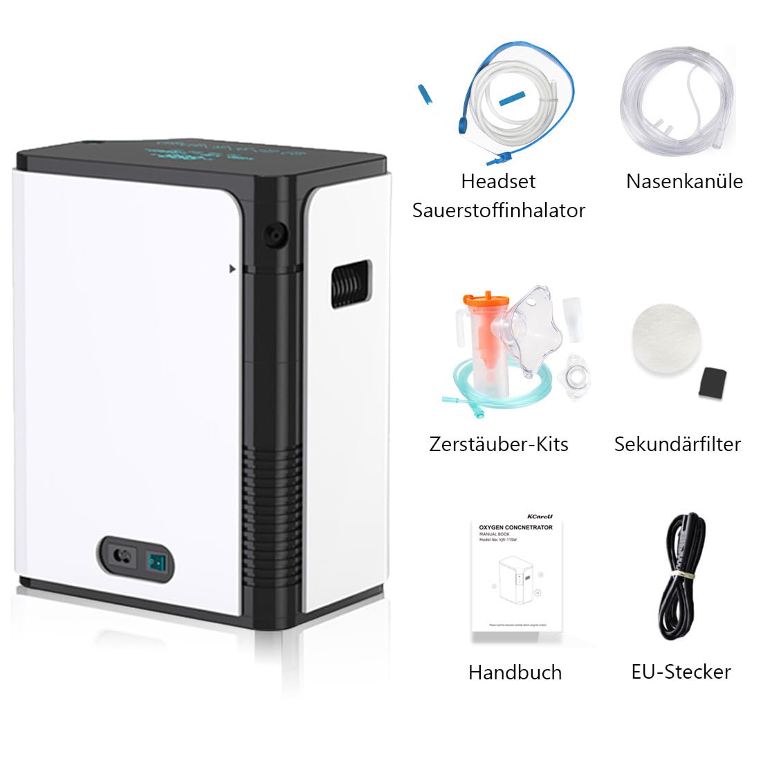 Concentratore di ossigeno portatile, 93%, ossigeno ad alta concentrazione, flusso di ossigeno regolabile da 1 a 7 l/min, generatore di ossigeno per uso domestico, con funzione anioni