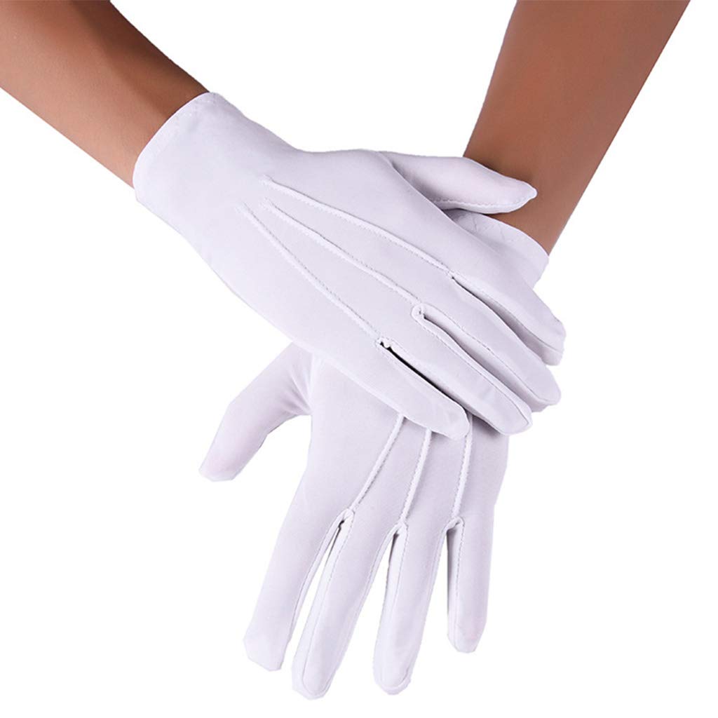 RY-CAN Men Spandex Black White Parade Gloves Formal Tuxedo Costume Honor Guard Mittens Dress gloves-Spandex