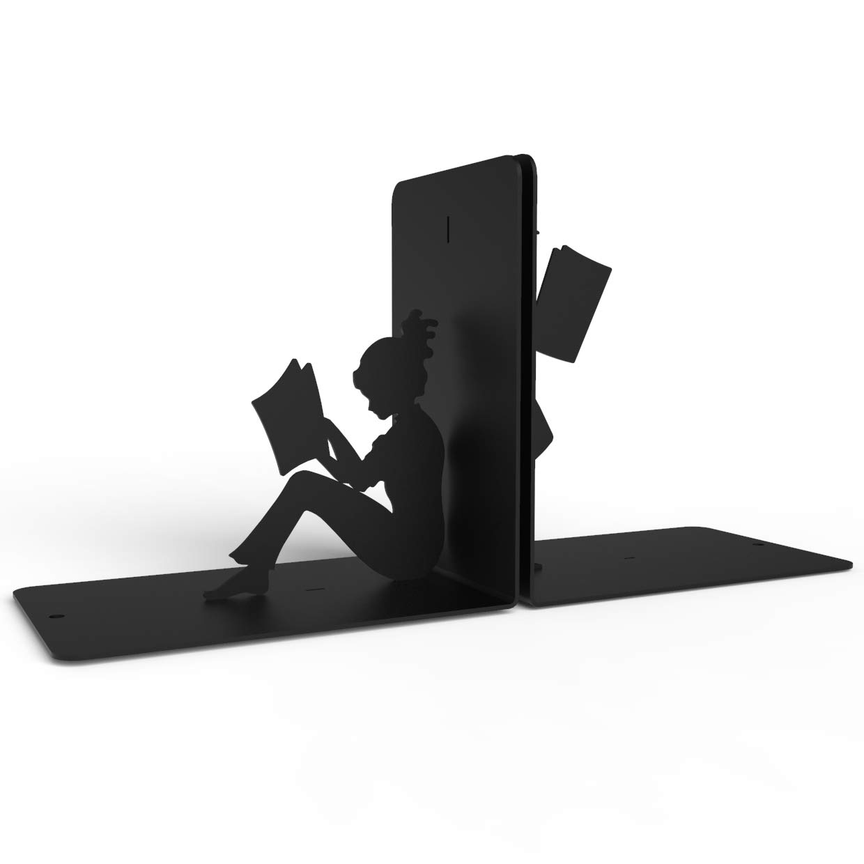Bookends Reading, Bookends for Shelves, Book Ends for Office, Modern Bookends for Desk and Bookshelves, Metal bookends, Heavy Duty Metal Black Bookend Support, Creative Book Ends.