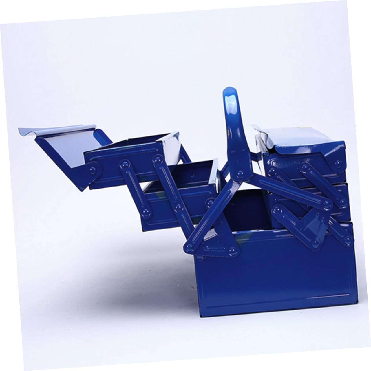 Boîte à Outils en Fer Bleue, Grosse Capacité, Portable pour Rangement