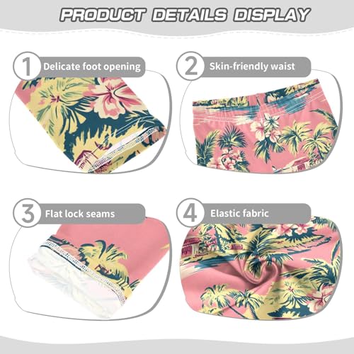 Summer Island Plam Tree Girls Leggings Soft Stretch Workout Yoga Dance Pants for Kids Casual Tights3