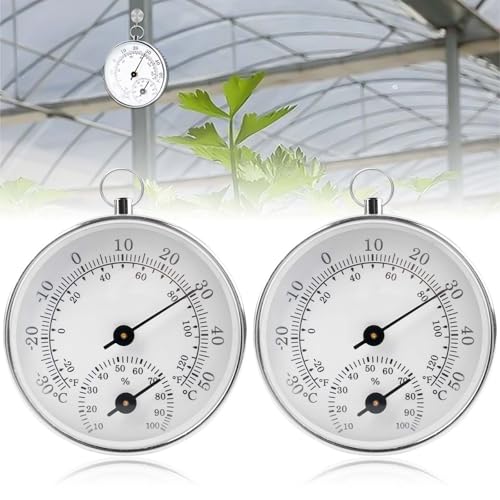 2 Stück Behogan Hygrometer Thermometer: 10cm Präzises Innen-Außen Thermometer, Analog Hygrometer, Für Häuser, Gewächshäuser, Gärten