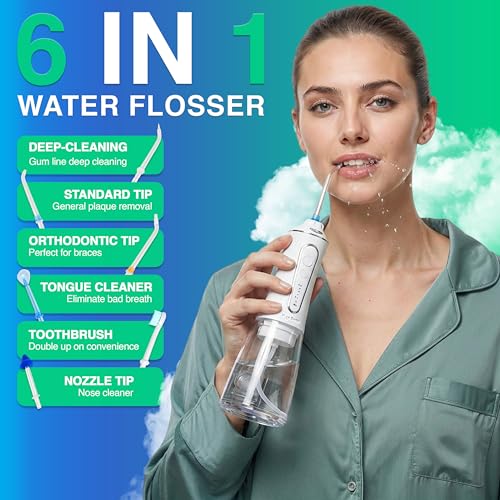Image of Professional Water Flosser - Advanced Dental Care for a Healthier Mouth, Gum, and Teeth - IPX7 Waterproof Oral Irrigator | 7 Replacement Tips, Travel-Friendly, Rechargeable - Oral Hygiene (White)
