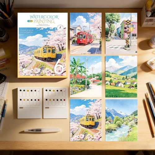 Watercolor Workbook 12 Colors Portable Professional Workbook with Pen