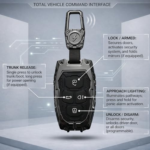 Image of Arika Waterproof Alloy Metal and Soft Silicone Key Cover Compatible with Tata Harrier | Safari | Nexon | Altroz | Tigor | EV | Punch | Tiago EV Electric - 4 Button Smart Key Only