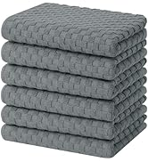 Homaxy 100% Cotton Terry Kitchen Towels(15" x 25", 6 Pack), Soft and Super Absorbent Dish Towels,...