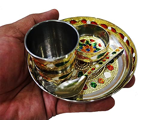 Image of Laddu Gopal kanha ji Thakur ji bhagwan bhog puja prasadam Thali Set for Home mandir or Gifting to Others (4 Items)