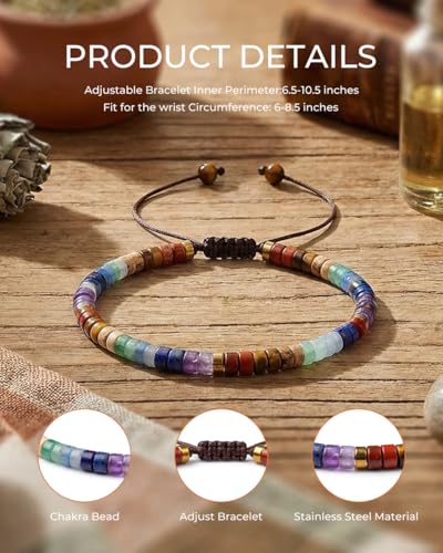 Image of 7 Chakra Bracelet for Women - Healing Natural Stone Beads for Anxiety Relief & Stress - Spiritual Inspirational Jewelry Gift, Get Well Soon /Mother's Day /Birthday Gift for Mom & Friends