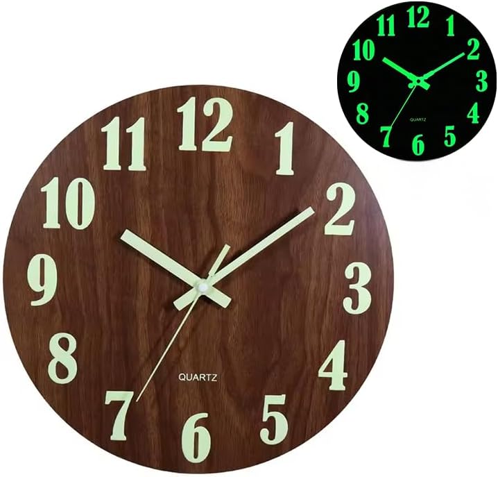 Wall Clock 8 Inch Silent Non Ticking Wall Clocks Battery Operated, Simple Minimalist Wooden Clock Decorative For Kitchen,Home,Bedroom,Living Room, Office