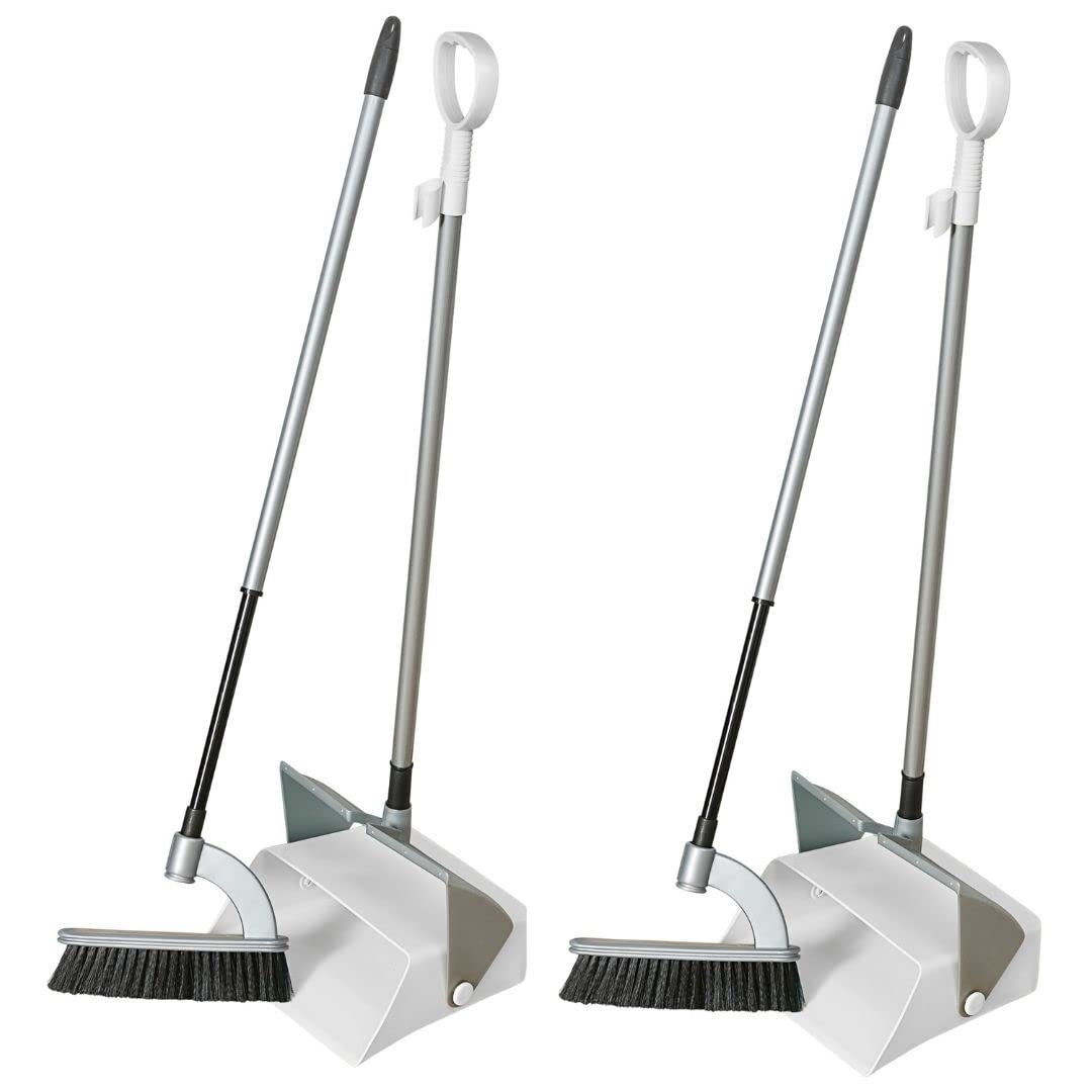 Lot De 2 Balais-pelles Novaliv - Manche Long Métal, Design Ergonomique, Pour Sol Intérieur/extérieur