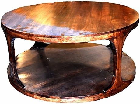 Benjara Well-Designed Round Wooden, Brown Coffee Table, One