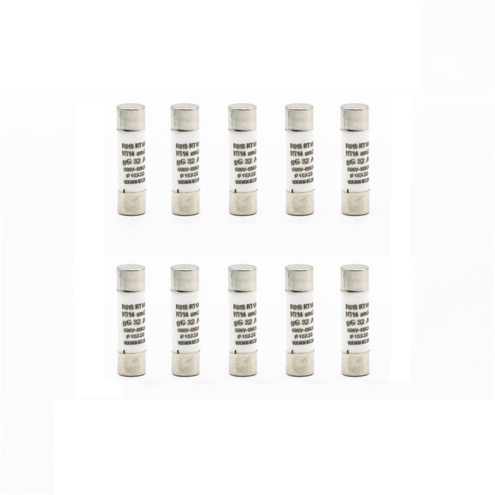 XRKJKQIDG 10PCS 10 * 38mm Fast Blow Ceramic Fuse 250V 1A 2A 4A 6A 8A 10A 16A 20A 25A 32A RO15 RT18 RT14(25v)