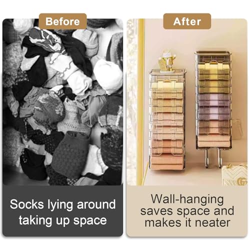 JEPELUS-2Pcs-Sock-and-Underwear-Organizer-Wall-Mount-Clear-Storage-Box-Thickened-Plastic-Lidded-Design-Space-Saving-Hanging-Organizer-for-Closet-Cabinet-Bathroom-Bedroom-Wardrobe-Clothes-Tie