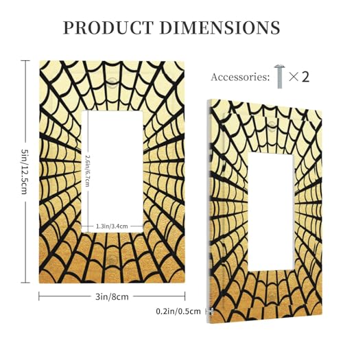 Decorative Outlet Covers Black Spider Spiderweb on Golden Background 1 Gang Rocker Light Switch Cover Plate Single Decora Light Switch Covers Wall Plate Faceplate for Home Decor