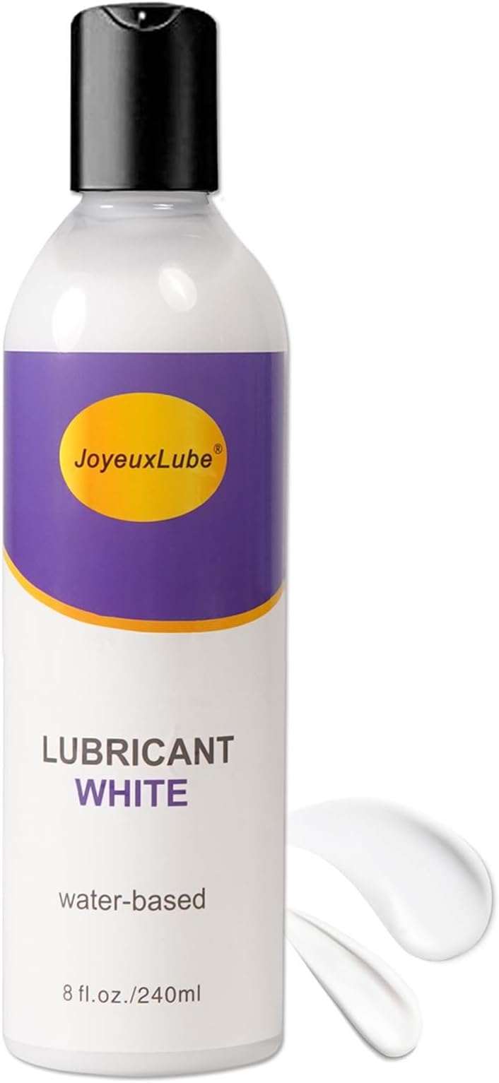 Water-Based White Lube 8 fl. oz/240ml Creamy Unscent Natural Gel Glide Lubricant Long Lasting Smooth Slippery for Men Women Couples with Discreet Package