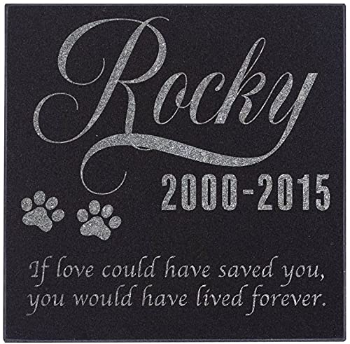 Personalized Pet Memorial Stone - Granite Dog Grave Marker | 6x6 |Sympathy Poem, Loss of Dog Gift, Indoor - Outdoor Tombstone Headstone - Cat Grave Marker w/Pet Name #S1