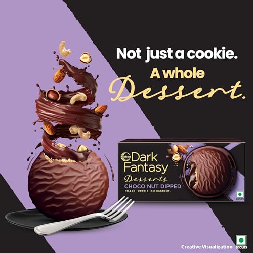 Image of Sunfeast Dark Fantasy Choco Nut Dipped Cookie, Choco Filled With Hazelnuts,100g. (Pack of 2)