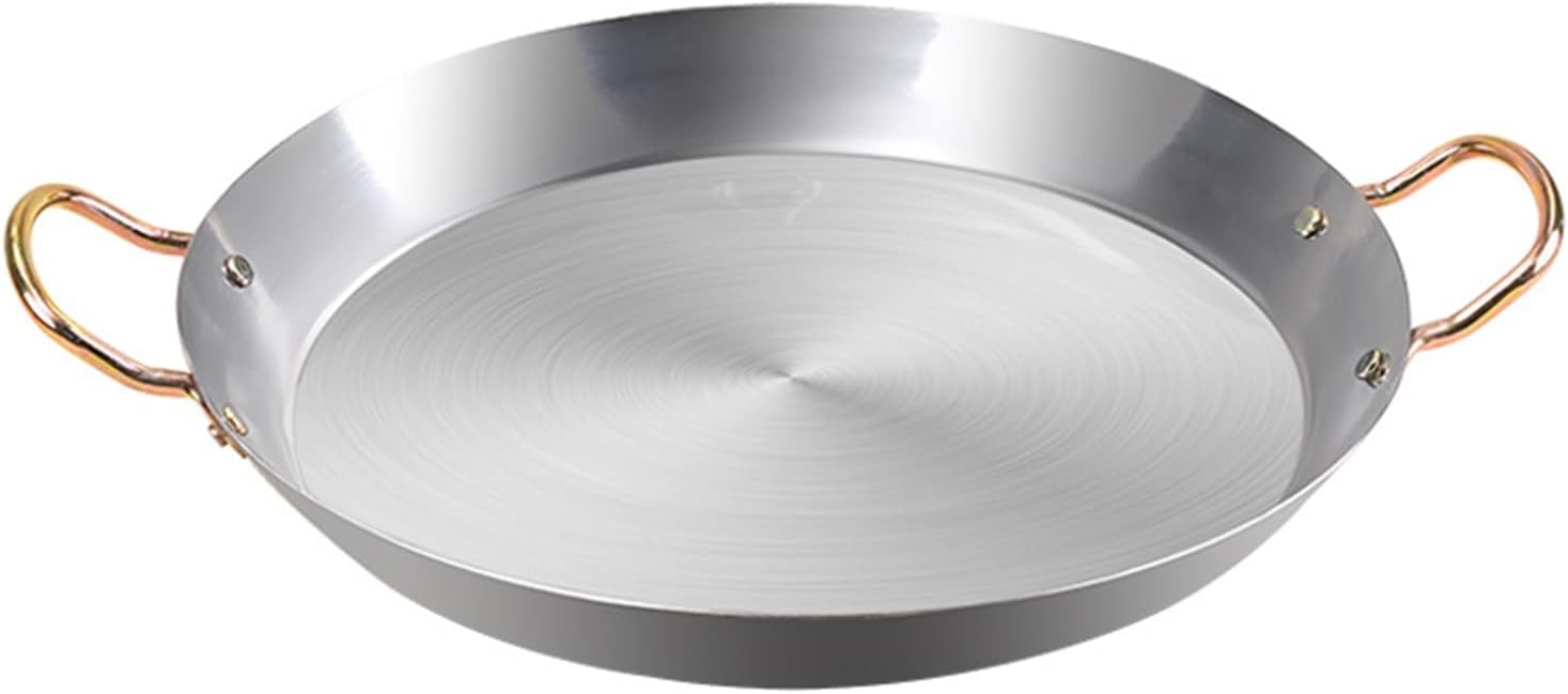 3 Sizes Large Frying Pan Stainless Steel Paella Pan 36/40/45cm Nonstick Skillet Omelet Pan Pancake Pan/Griddle for Rice, Meat, Vegetarian, Seafood, Dishwasher and Oven Safe (36CM)