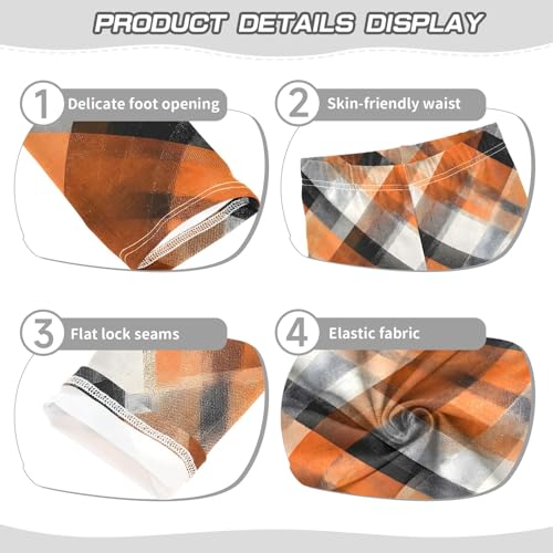 Girls' Athletic Leggings Ankle Length Yoga Dance Pants Kids Teen 4T Orange Black Plaid3