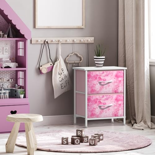 Sorbus 2-Drawer Kids Nightstand for Bedroom (Tie-Dye Pink) - image 6