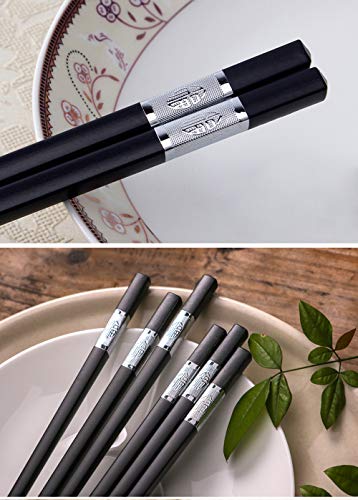 5 Pairs Alloy Chopsticks Series,Non Slip Luxury Reusable Chopsticks Family Use Gift Set, Reusable Chopsticks Dishwasher Safe Household Restaurant