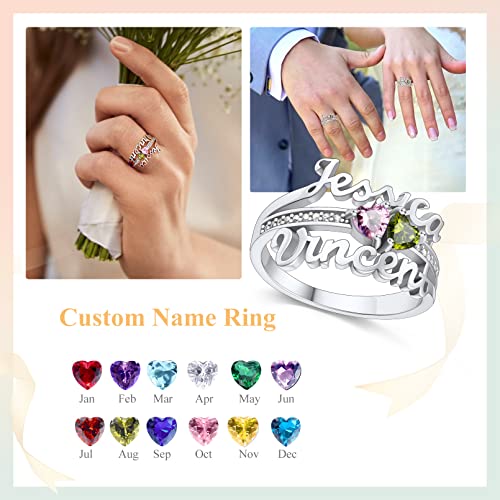 Custom4U Personalized Name Rings/Monogram Initial Ring Engraved,Gold Plated/Sterling Silver/Stainless Steel,Size Adjustable Custom Memorial Jewelry Birthday Mothers Day Gifts for Women2