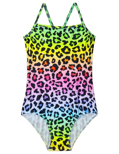 Image of Girls Bathing Suits Colorful Swimsuits with UPF 50 + Sun Protection Sleeveless Toddler Kids One Piece Swimwear