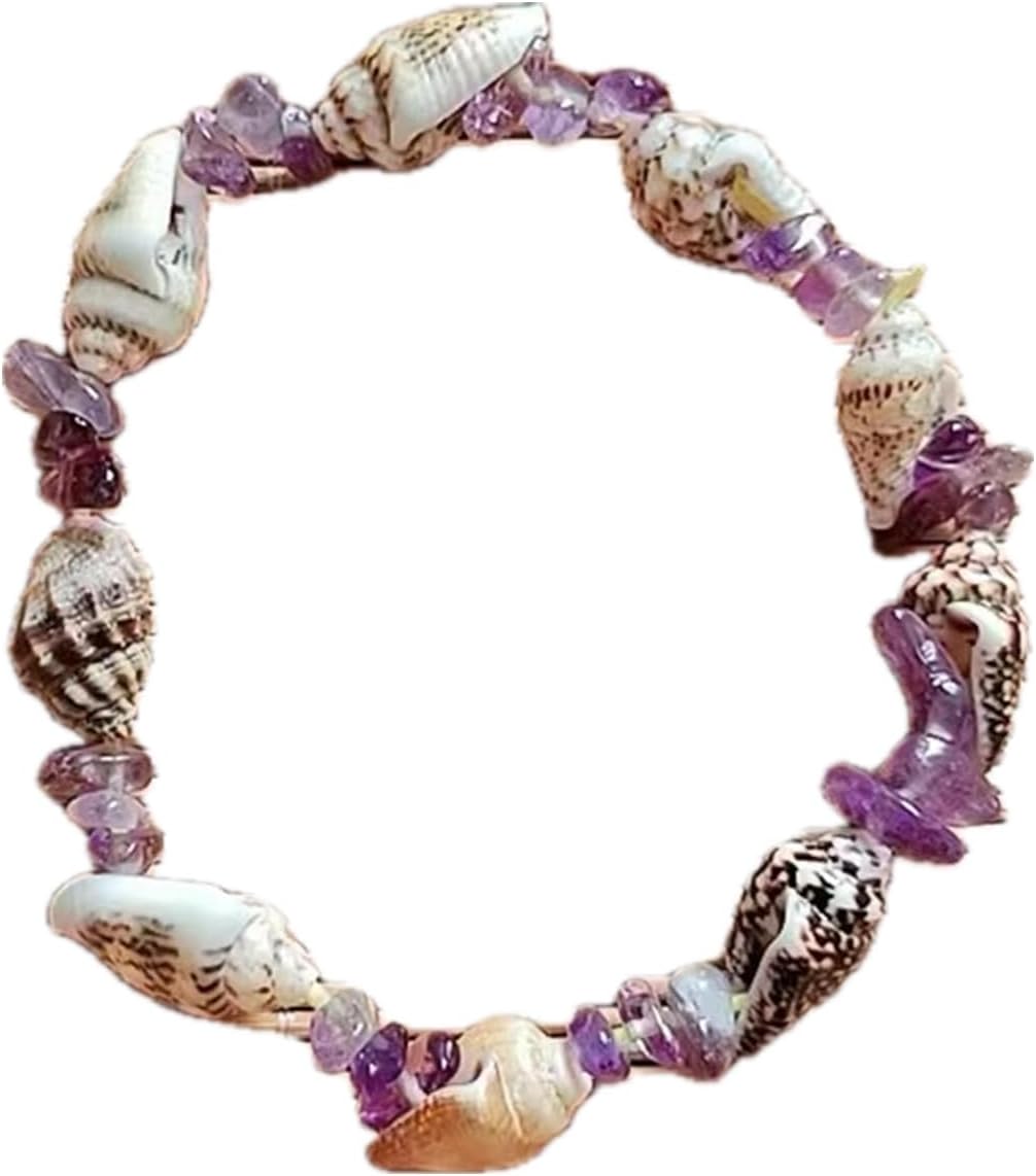 Tianyue Girls' bracelet, natural amethyst shell bracelet, elastic crystal beaded bracelet for girls gifts