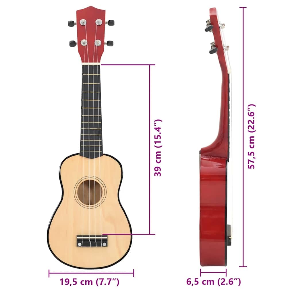 Ukulélé soprano 58,4 cm pour débutants, enfants et adultes - Mini guitare en bois de tilleul avec sac et médiators