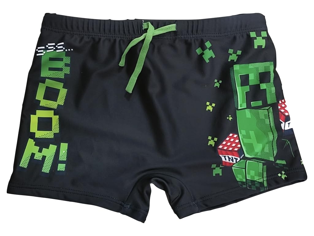 Fashion UK Minecraft Creeper Swimming Trunks Swimming Trunks, black, 128