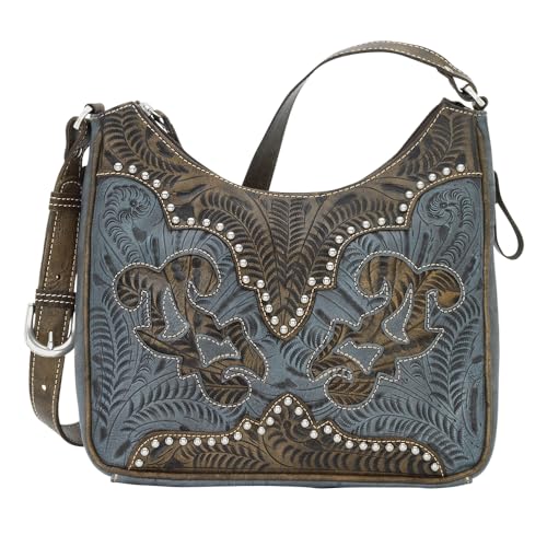American West Hand Tooled Handcrafted 100% Genuine Leather Shoulder Bag