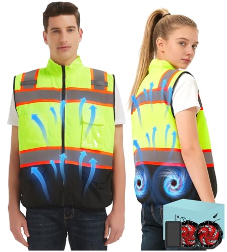 Lvkakmox Safety Cooling Vest Jacket with 2 Fans - Men and Women 21V Air Conditioner Lightweight Vests, With 20000mAh Battery
