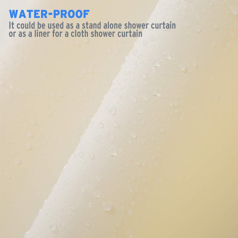 AmazerBath - Cortina de ducha de plástico EVA de calibre 8, con pesos transparentes muy resistentes y ojales de metal - Cortinas de baño gruesas e impermeables
