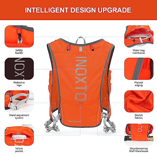 Image of INOXTO Running Hydration Vest Backpack,Lightweight Insulated Pack with 1.5L Water Bladder Bag Daypack for Hiking Trail Running Cycling Race Marathon for Women Men