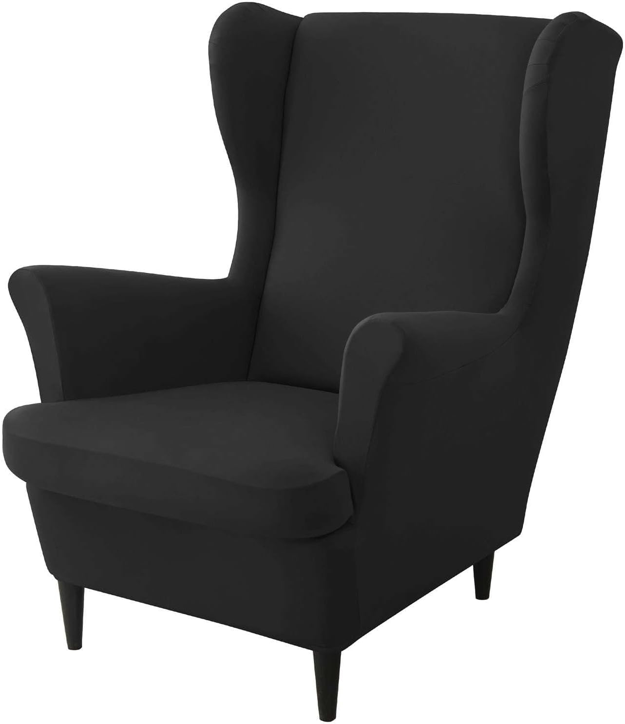 Haclen Black Waterproof Wingback Chair Cover With Cushion Cover, Removable Wingback Chair Slipcover Stretch Wingback Armchair Slipcover (,One Size)