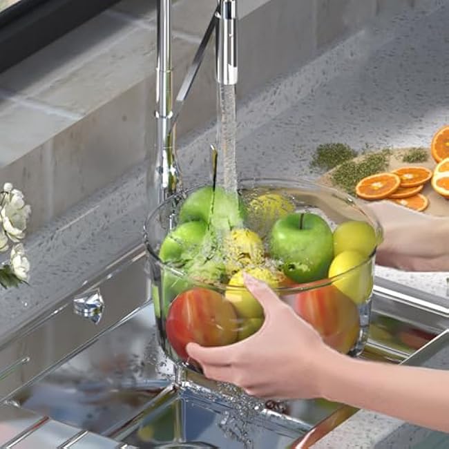 3-Tier Clear Rolling Storage Cart with Lockable Wheels and Rotating Basket, Mobile Shelving Unit Organizer for KitchenOrange,13.8 Dx23.6 H-nP3uD13V