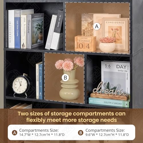Image of ABOUT SPACE Tall Book Shelf for Home - 10 Shelves with Bottom Closed Compartment Engineered Wood Book Rack for Study Room Book Organizer Stand for Library, Living Room(L80 x B30.5 x H181.5cm -Black)