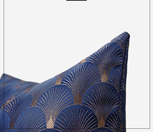 Fundas de Cojín Decorativa Sofá de con Estampado de Concha Jacquard Decorado con Fundas de Almohada Cuadradas Azul Oscuro 45x45cm (Incluye Relleno)