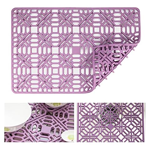 Silicone Sink Protector Dish Drying Mat, Rectangle Rubber Folding Heat Resistant Non-slip Dishes Bowls Protector Pad for Kitchen Yard Office Countertop (15.7''x10.6'') Cover