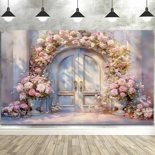 Fondo fotográfico rosa 8x6ft con diseño floral miniatura 3