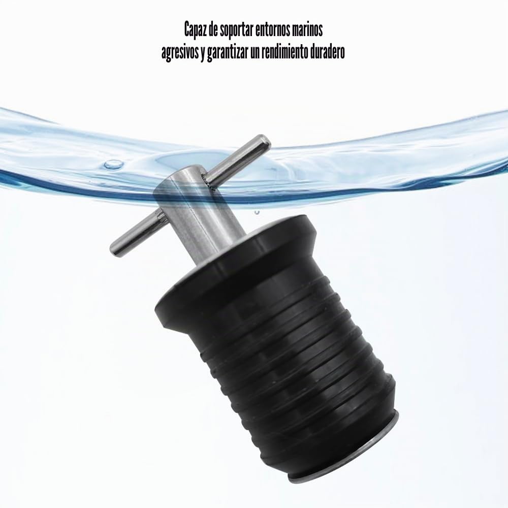 2 Tapones de Drenaje para Barco, 23 mm, Acero Inoxidable Con Mango en T para Marino
