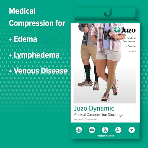 Image of Juzo Dynamic Varin 3512 Thigh-High, 30-40 mmHg Closed Toe Compression with Silicone Top Band - Men & Women, Petite