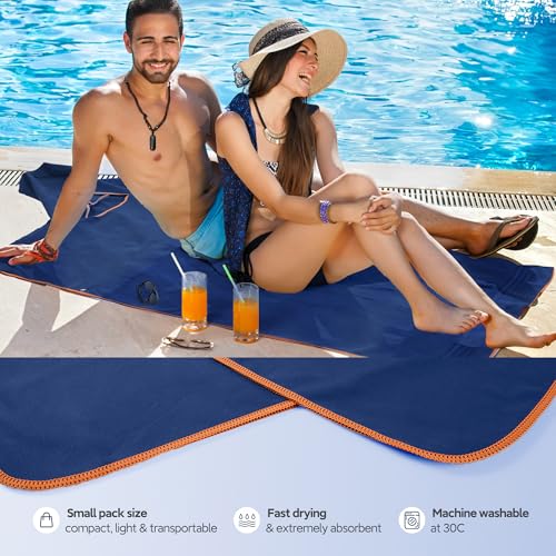 Pameil Badeponcho Damen& Herren,Poncho Handtuch,Mikrofaser-Surf Poncho, Badeponcho Handtuch, aus Mikrofaser auch als Umkleidehilfe Strand (Medium)