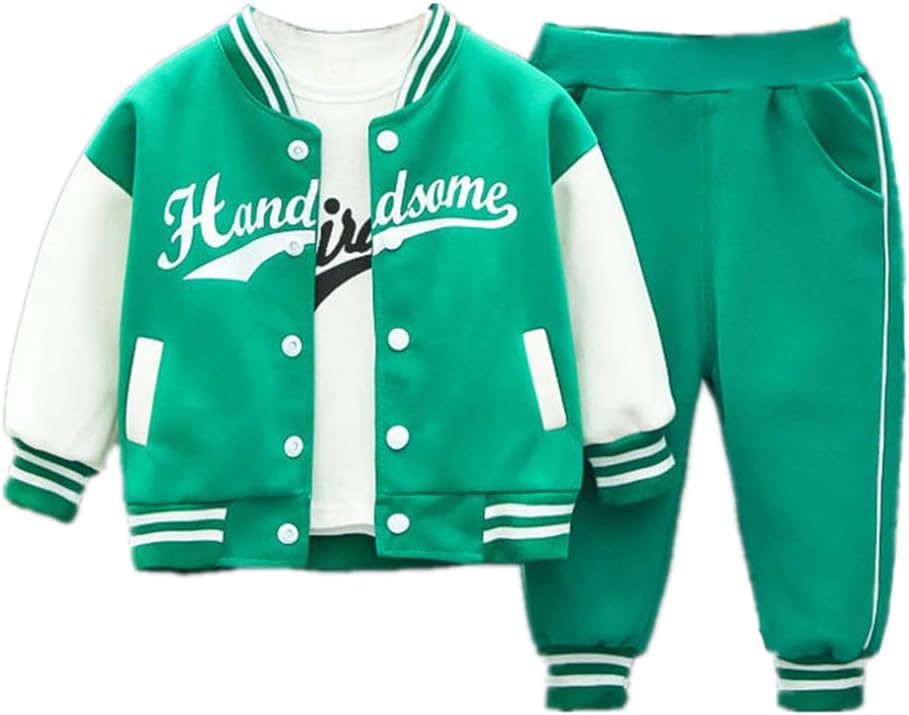 Baby Sports outfit clothes for boys&girls Baseball jacket +T shirt+pant 3 pieces kids school clothing