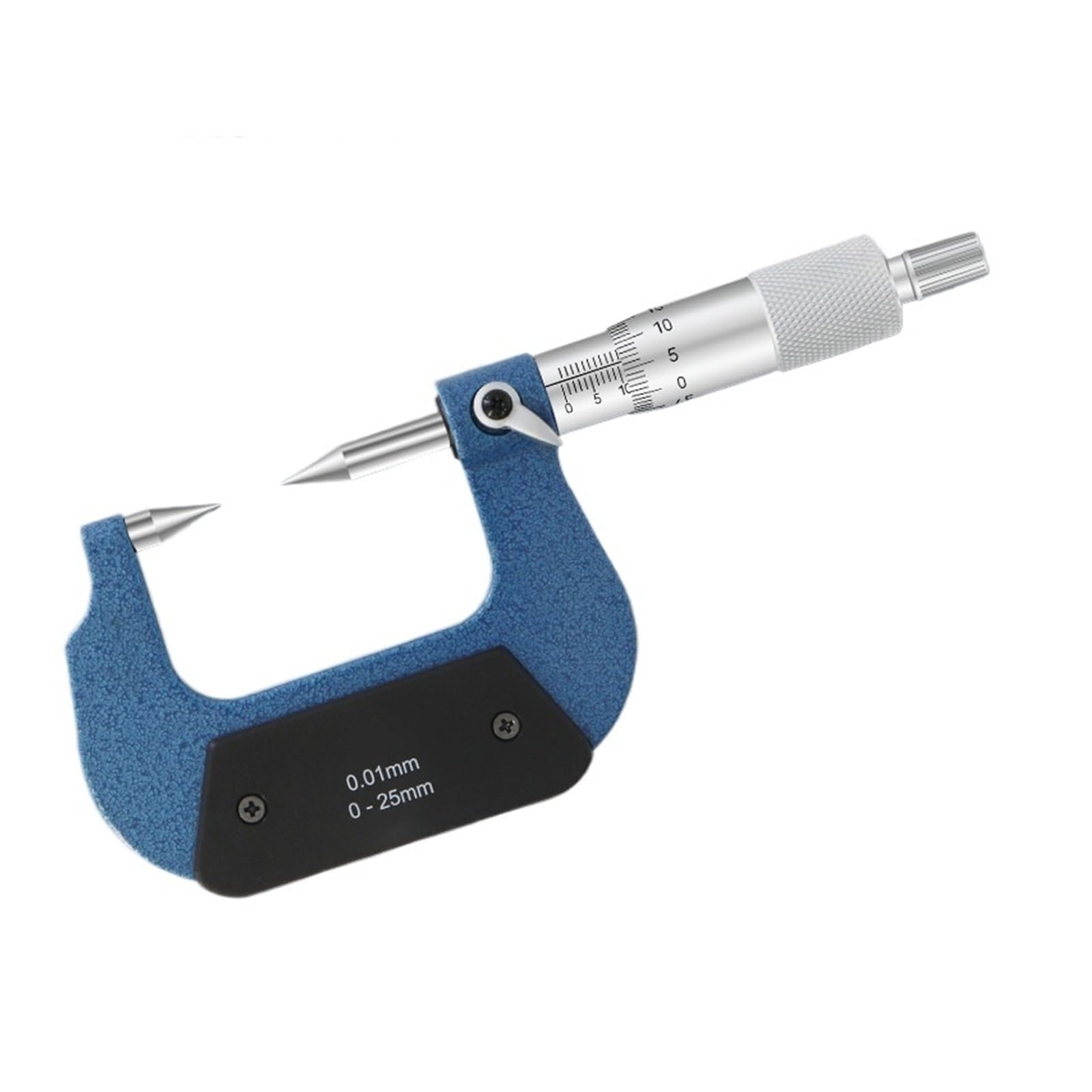 Micrómetro de tornillo mecánico de 0 a 25 mm, calibrador micrométrico, herramienta de medición Mide cualquier cosa(FLAT-POINTED TIP 60°)