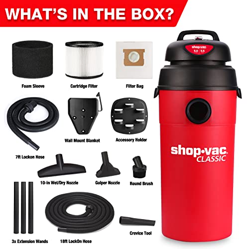 Shop-Vac 9522236 5 Gallon 5.5 Peak Hp Wet/Dry Vacuum, Wall Mountable Compact Shop Vacuum With 18' Extra Long Hose & Attachments, Ideal For Jobsite, Garage thumb #6