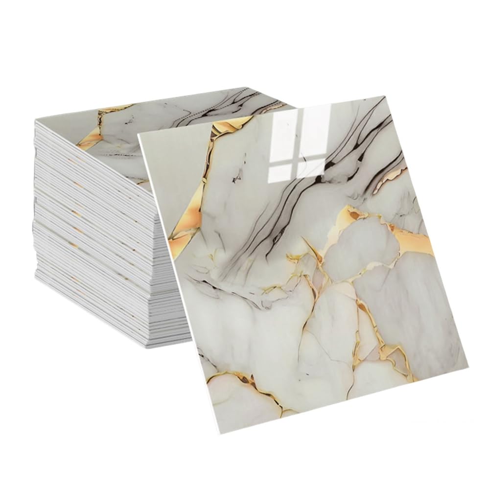 10pcs Marble Tile Stickers Vinyl Self Adhesive Peel and Stick Wall Tiles 30x30cm PVC Removable Stick On Tiles for Kitchen Bathroom Living Room (A1)
